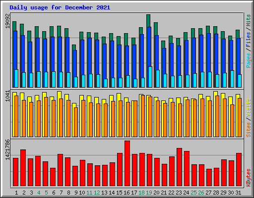 Daily usage for December 2021