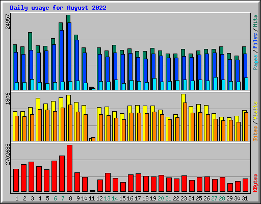 Daily usage for August 2022