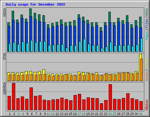 Daily usage for December 2022