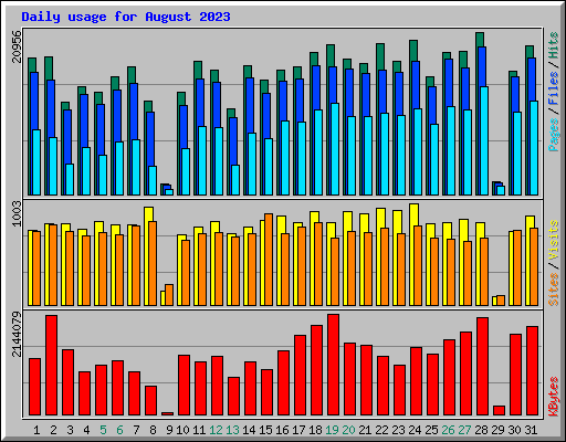 Daily usage for August 2023